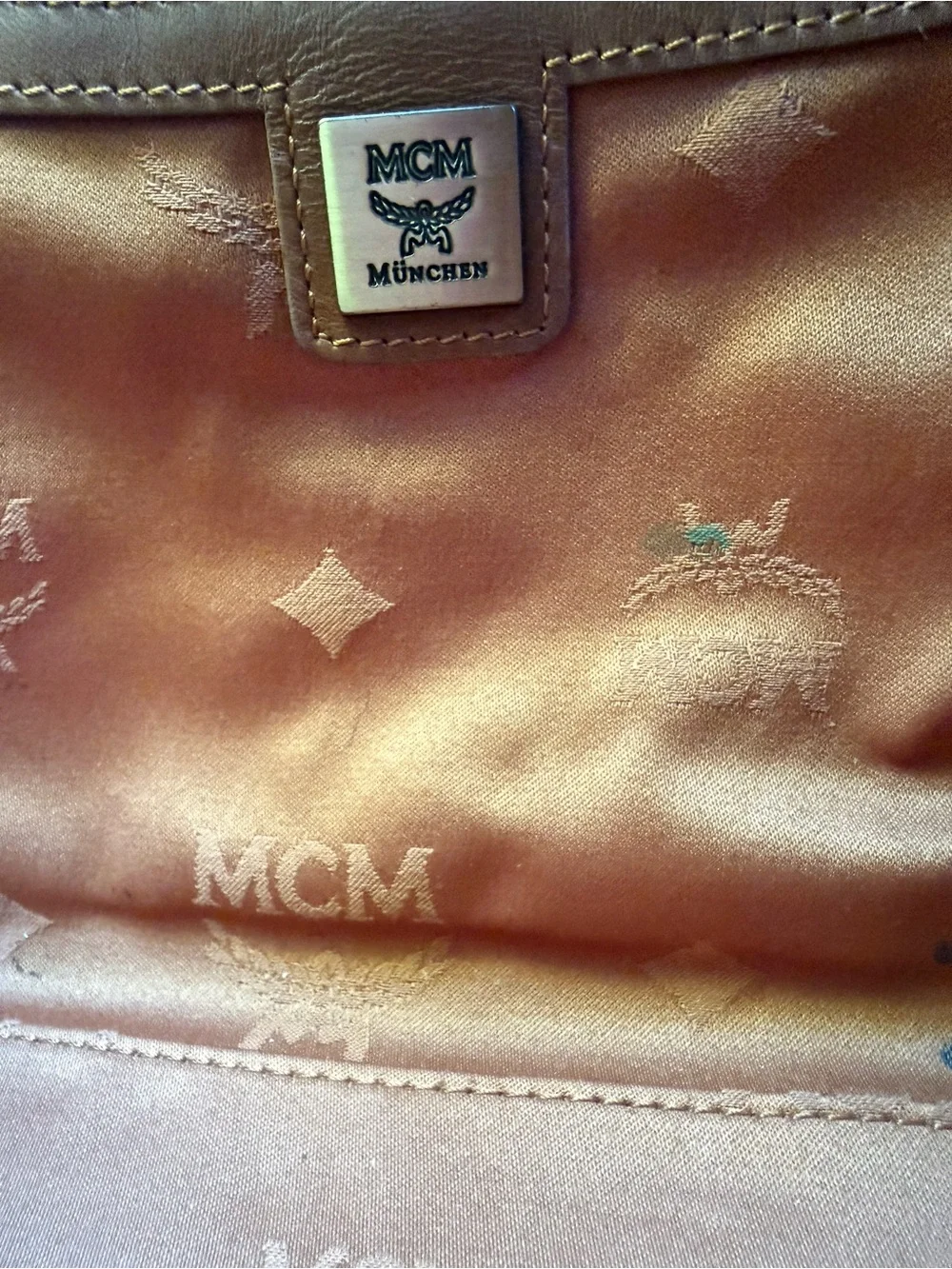 VINTAGE y2k monogram MCM COGNAC VISETOS with gold charm top handle Shoulder bag